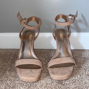 Pink/Nude strappy block heel